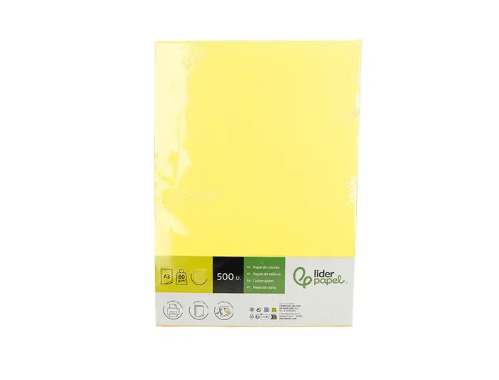 Liderpapel Papel Color Amarillo Din A3 80 g 500 Hojas