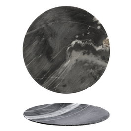 Summa Premium Plato Supiedra Negro de Mármol - Plato Llano 30 cm para Vajilla (Set de 3)