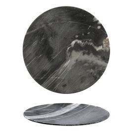 SUMMA PREMIUM SUPIEDRA Plato Negro 30 cm para Vajilla - Plato Llano de Mármol y Piedra Natural, Diámetro 29.5 cm (Set de 3)