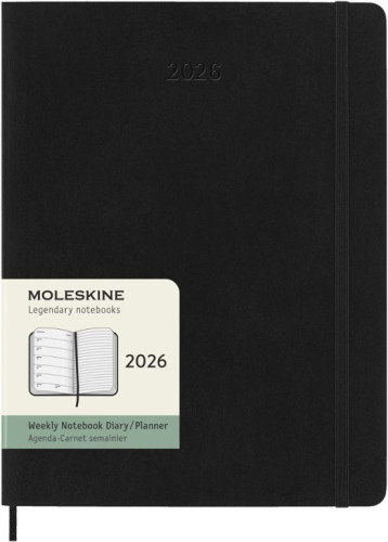 Moleskine DSB12WN4Y26 Agenda 2026 Tapa Blanda Semanal XL 19 x 25 cm Negra