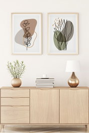 Wallity Cuadro Decorativo Enmarcado Huhu115 MDF y Madera Maciza 30x40 cm 2 Piezas