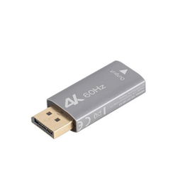 Lanberg Adaptador DisplayPort a HDMI 4K 3840x2160 a 240Hz 18Gbit/s, HDR, Chapado en Oro, Plata