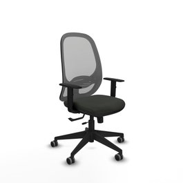 PIQUERAS Y CRESPO Silla de oficina Cilanco con mecanismo Sincro/Traslack, Tela Negra y Malla Gris