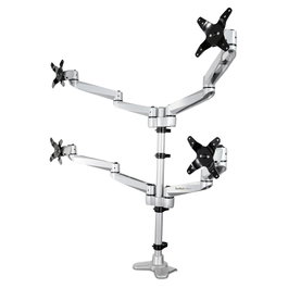 StarTech.com QUAD MONITOR Mount PREMIUM Soporte VESA de Escritorio para 4 Monitores hasta 27" - Giro, Inclinación, Rotación - Plata