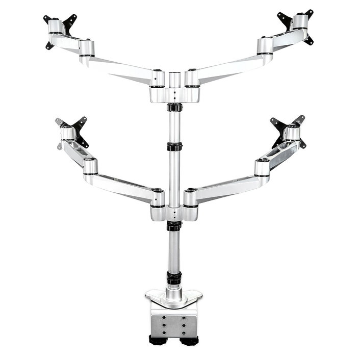 StarTech.com QUAD MONITOR Mount PREMIUM Soporte VESA de Escritorio para 4 Monitores hasta 27" - Giro, Inclinación, Rotación - Plata