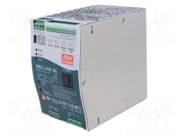 MEAN WELL DRS-240-36 Alimentador Buffer de 240W 36VDC MEAN WELL DRS-240-36 Alimentador Buffer de 240W 36VDC