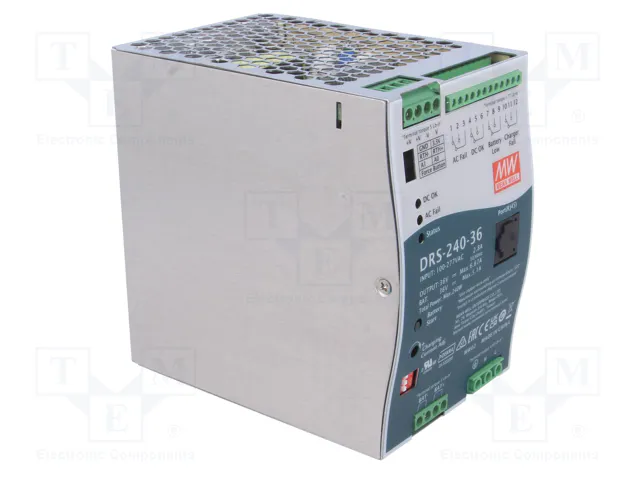 MEAN WELL DRS-240-36 Alimentador Buffer de 240W 36VDC MEAN WELL DRS-240-36 Alimentador Buffer de 240W 36VDC