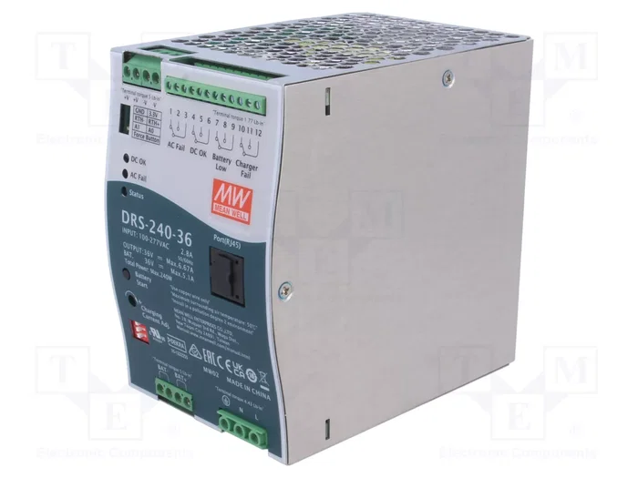 MEAN WELL DRS-240-36 Alimentador Buffer de 240W 36VDC MEAN WELL DRS-240-36 Alimentador Buffer de 240W 36VDC