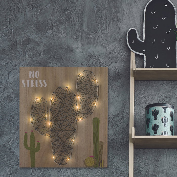 Home Deco Factory Deco Luminoso Cactus para Hogar y Negocio, Panel Moderno y Original con Luz