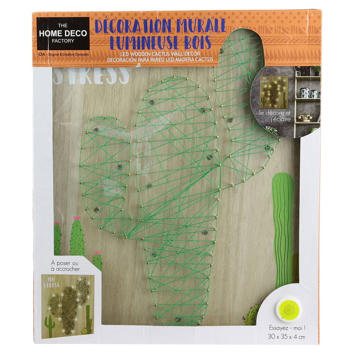 Home Deco Factory Deco Luminoso Cactus para Hogar y Negocio, Panel Moderno y Original con Luz