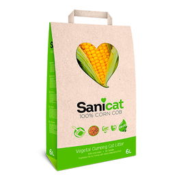 Sanicat Aglomerante de Maíz Reciclado 6L, Absorción 340%, Antibacteriano, Biodegradable