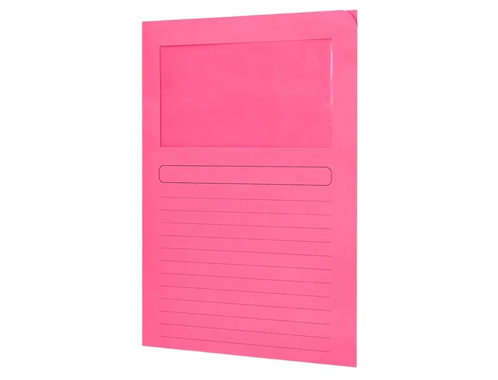 Q-connect Subcarpeta de Cartulina DIN A4 120g/m² con Ventana Transparente, Colores Surtidos - Certificado Blue Angel - Paquete de 25 Unidades