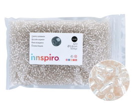 Innspiro Rocalla de Vidrio Redonda Plateado Transparente Plata 3,8 mm 500 g