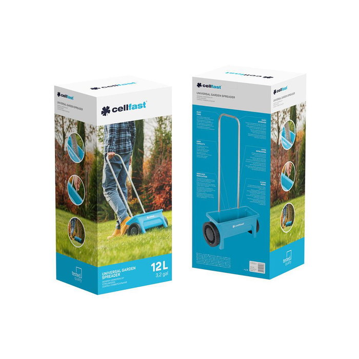 Cellfast Esparcidor de Jardín Universal 12L Semillas / 3L Fertilizante Granulado, Anchura 45 cm