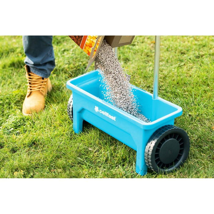 Cellfast Esparcidor de Jardín Universal 12L Semillas / 3L Fertilizante Granulado, Anchura 45 cm