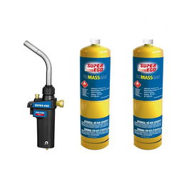 Super Ego Kit Soplete Pro-Fire con 2 Botellas de Gas MAPP, Rosca 1", Piezoeléctrico, Modelo 1500002772