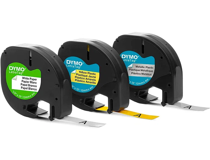 Dymo LetraTag Pack de 3 Cintas Surtidas 12mm x 4m - Blanco, Amarillo y Plata Dymo LetraTag Pack de 3 Cintas Surtidas 12mm x 4m - Blanco, Amarillo y Plata