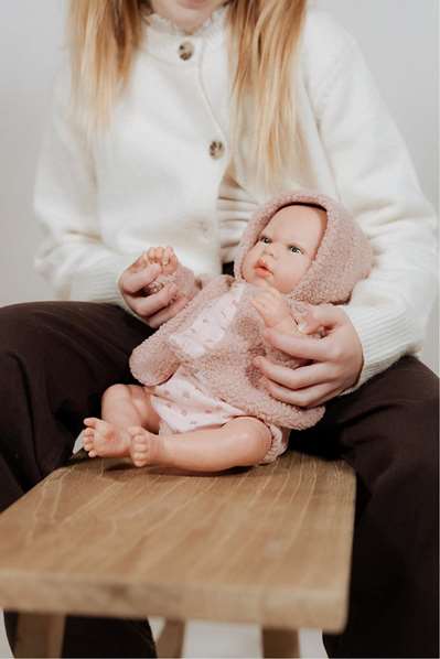 Muñecas Arias - Muñeca Reborn Arias Luna Rosa 40 cm con Manta Nido - Para edades de 3 a 99 años