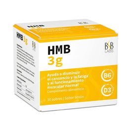 BSB LABS HMB Sabor Limón con Vitamina B6 y D3 para Disminuir Cansancio y Fatiga - 30 Sobres