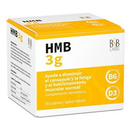 BSB LABS HMB Sabor Limón con Vitamina B6 y D3 para Disminuir Cansancio y Fatiga - 30 Sobres