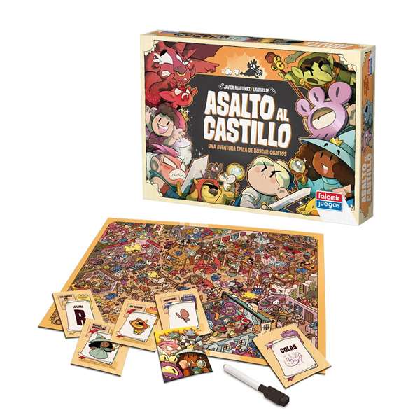 Falomir Juego Asalto al Castillo, Encuentra los Elementos de las Cartas, Tableros Rotuladores Borrables, Edad 3-6 Años, Español