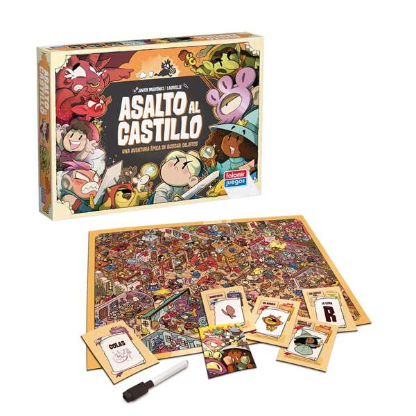 Falomir Juego Asalto al Castillo, Encuentra los Elementos de las Cartas, Tableros Rotuladores Borrables, Edad 3-6 Años, Español