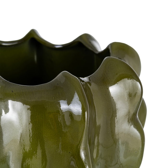 Macetero Verde Cerámica Decoración 30 X 30 X 29 cm