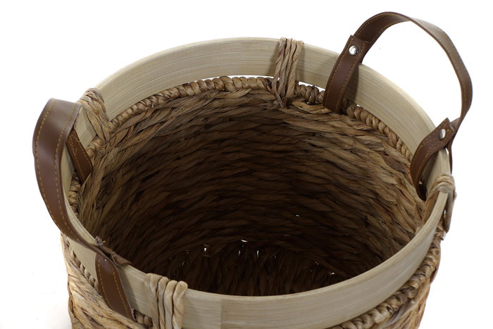 DKD Home Decor Set de 3 Cestas de Junco y Bambú 40x40x24 cm Marrón