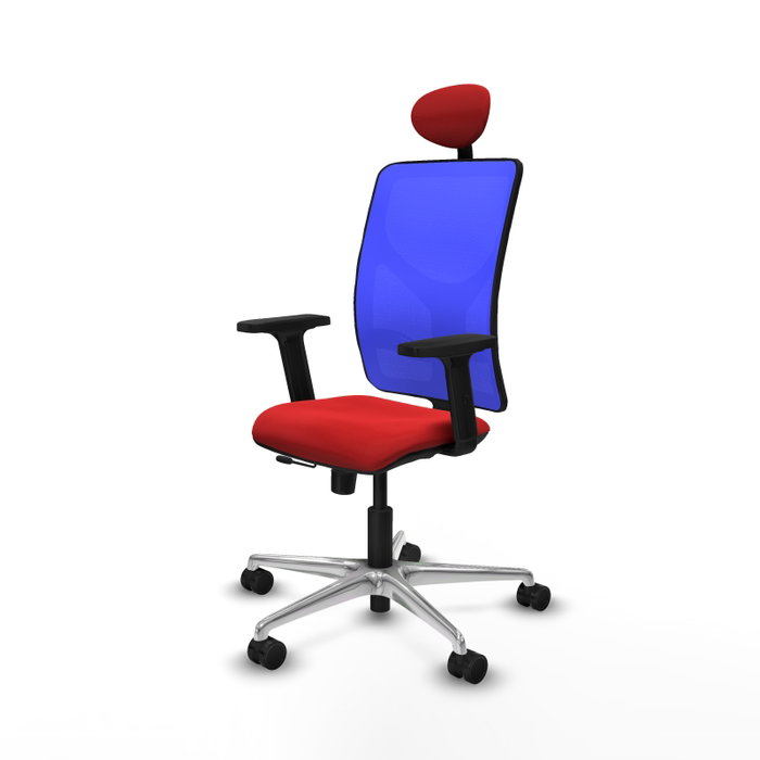 PIQUERAS Y CRESPO Silla de oficina Motilla con mecanismo Sincro/Traslack, Rojo y Azul
