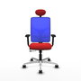 PIQUERAS Y CRESPO Silla de oficina Motilla con mecanismo Sincro/Traslack, Rojo y Azul