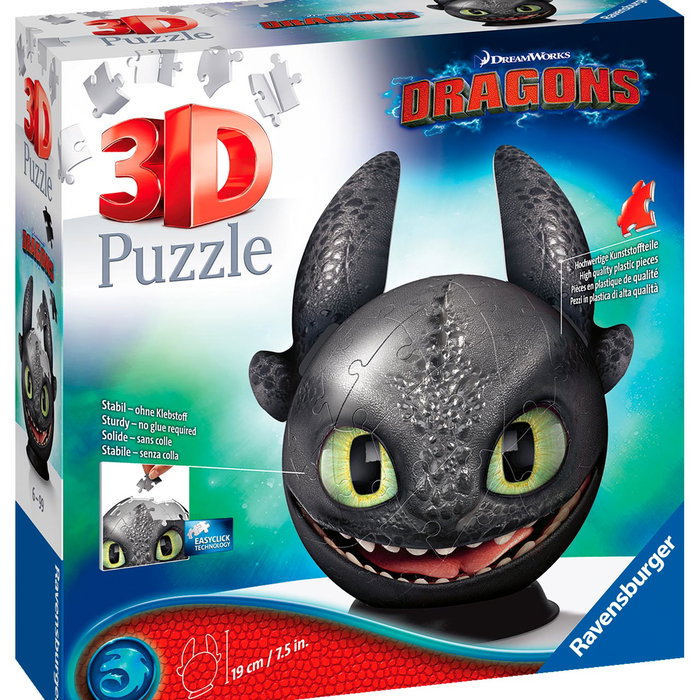Ravensburger Puzzle Ball Dragon Trainer Con Orejas 3D 72 Piezas 11145