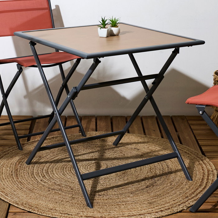 Home Deco Factory Mesa Metal Negra 70x70 cm