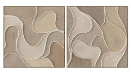 DKD Home Decor Set de 2 Cuadros Abstractos Beige 102x102x4,5 cm