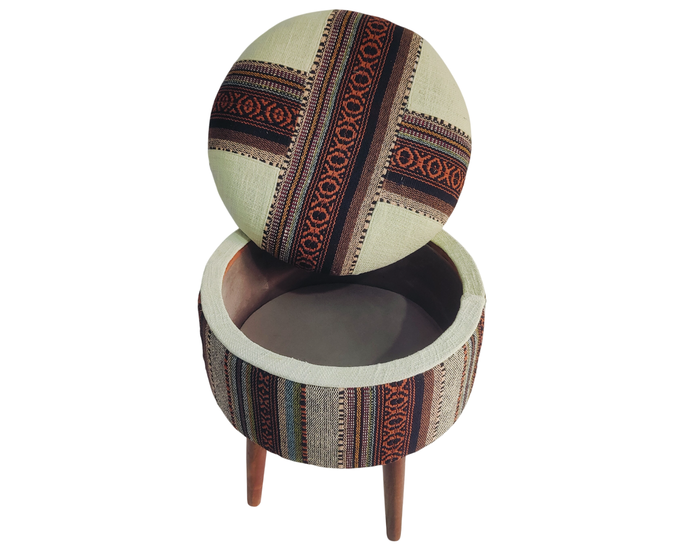 DKD Home Decor Reposapiés Afrkn Multicolor con Tapa DKD Home Decor Reposapiés Afrkn Multicolor con Tapa