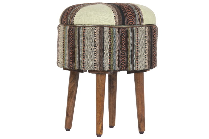 DKD Home Decor Reposapiés Afrkn Multicolor con Tapa DKD Home Decor Reposapiés Afrkn Multicolor con Tapa