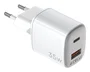 Celly UPTC1USB1USBC35 Cargador GaN 35W con Carga Rápida, 1 Puerto USB-C + 1 USB, 100-240V, Color Blanco