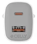 Celly UPTC1USB1USBC35 Cargador GaN 35W con Carga Rápida, 1 Puerto USB-C + 1 USB, 100-240V, Color Blanco