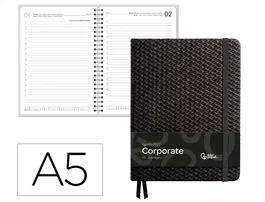 Liderpapel Agenda Oficina 2027 Corporate Día Página A5 Negro