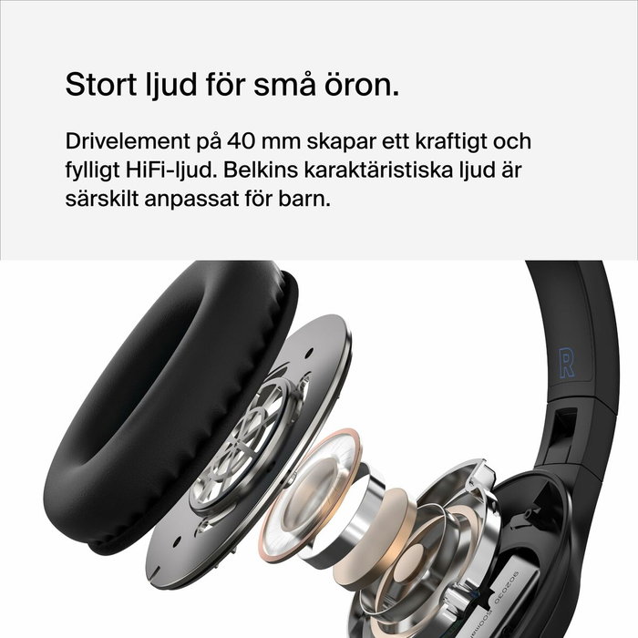 Belkin SOUNDFORM Inspire AUD006btBLK Auriculares Inalámbricos para Niños, Negro