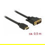 DELOCK 85651 Cable HDMI a DVI Bidireccional 0.5 m Macho a Macho Chapado en Oro 2560 x 1600