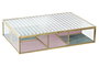 DKD Home Decor Joyero de Cristal y Metal con Terciopelo Dorado 25x17x5,5 cm