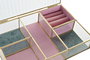 DKD Home Decor Joyero de Cristal y Metal con Terciopelo Dorado 25x17x5,5 cm