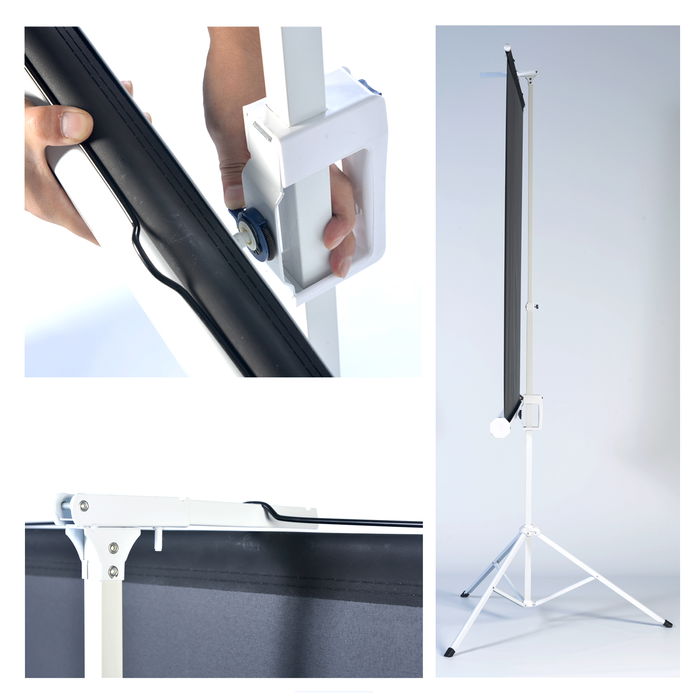 Phoenix Trip-145 Pantalla de Proyección con Trípode Portátil 80 Pulgadas Manual, Formato 1:1 (1.45x1.45 m) - Blanca