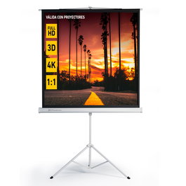 Phoenix Trip-145 Pantalla de Proyección con Trípode Portátil 80 Pulgadas Manual, Formato 1:1 (1.45x1.45 m) - Blanca
