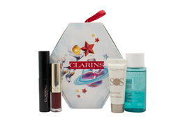 Clarins Make up Essentials Gift Set - Lip Comfort Oil 1.4ml + Clarins SOS Primer White 10ml + Clarins Wonder Perfect Mascara 01 Black 3ml + Clarins Instant Eye Make-up Remover 30ml
