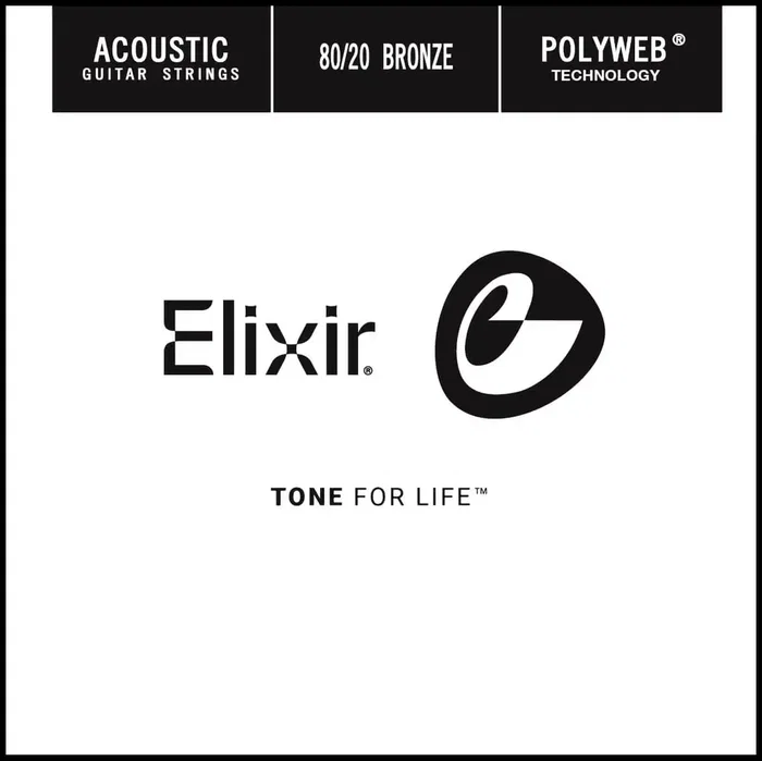 Elixir 11050 Cuerdas Acústicas 80/20 Bronze con Recubrimiento Polyweb, Calibres Light (.012-.053) para Guitarra Acústica