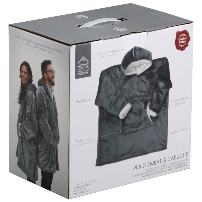 Home Deco Factory Sudadera con Bolsillo y Capucha SWEAT PLAID Home Deco Factory Sudadera con Bolsillo y Capucha SWEAT PLAID
