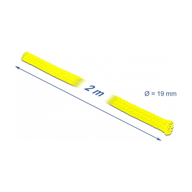 DeLOCK Funda trenzada estirable 2 m x 19 mm Amarillo