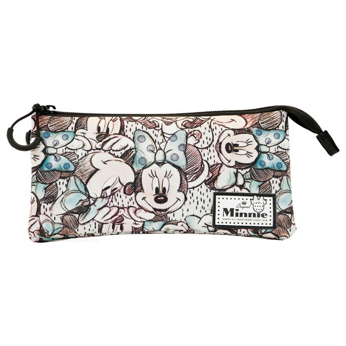 Disney Minnie Mouse Estuche Portatodo Triple Drawing Gris 10x23.5x5 cm