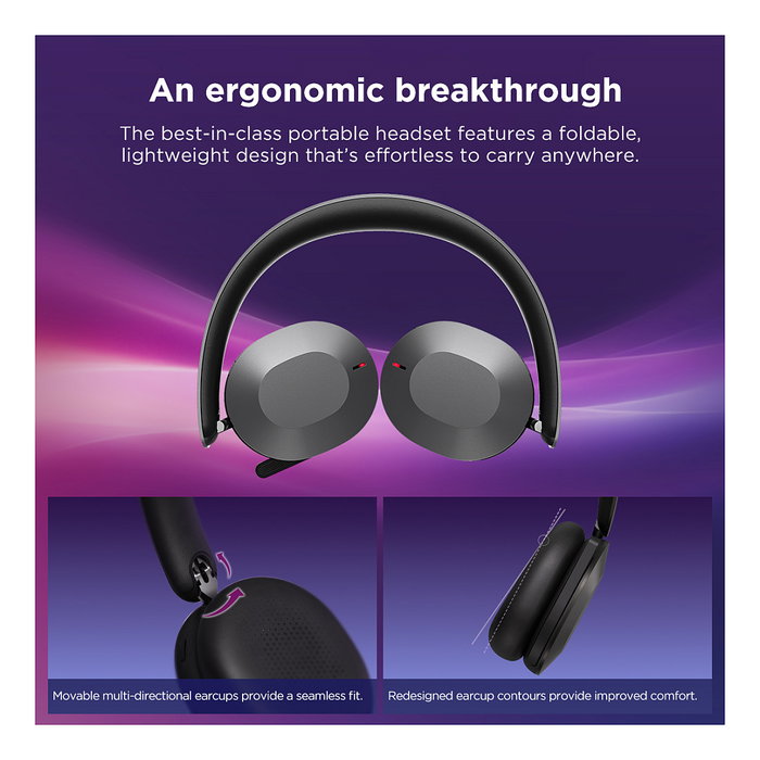 Lenovo 8550 Aura Edition Auriculares Inalámbricos con ANC Plegables USB-C para Teams Gris